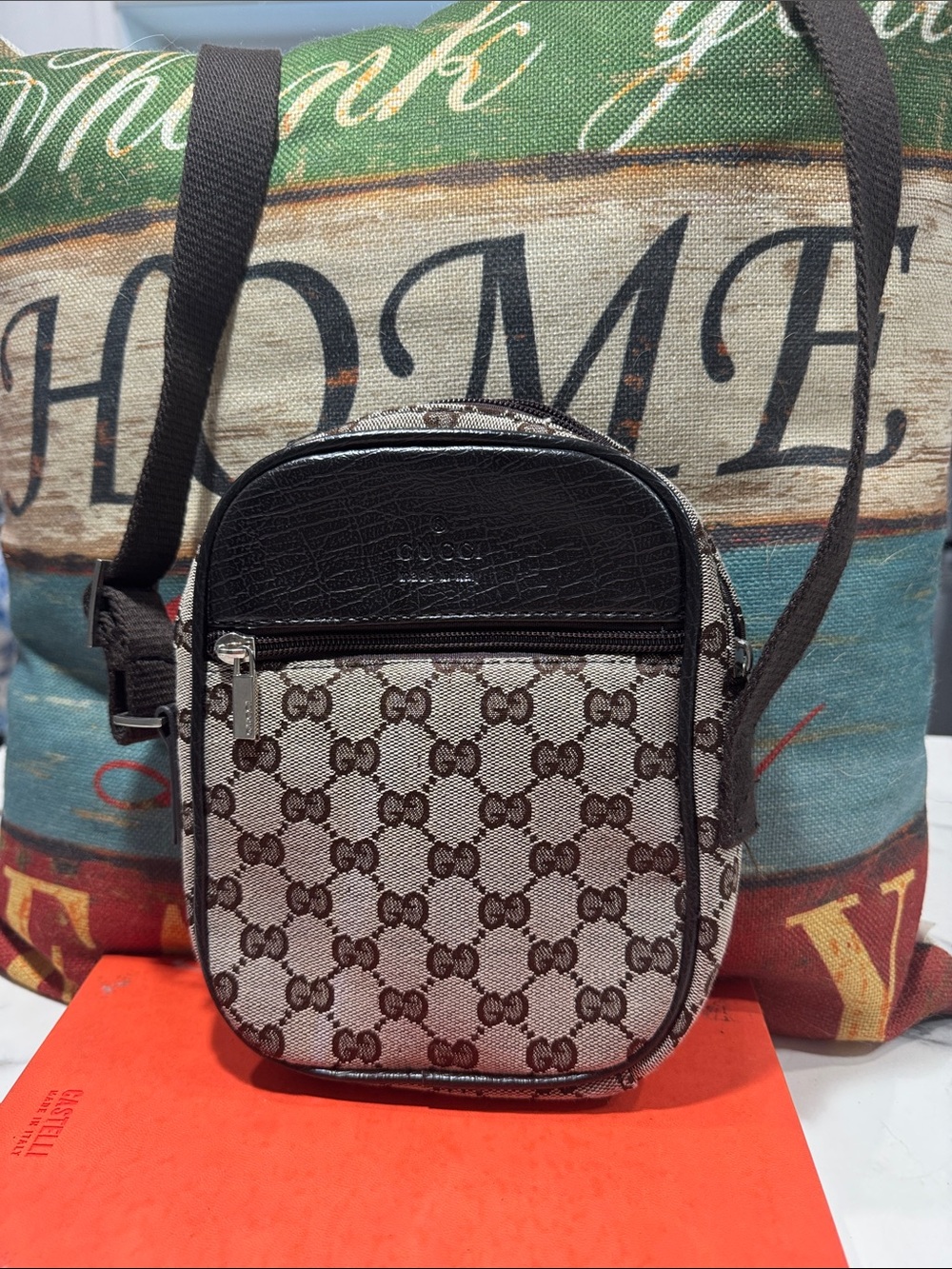Gucci Brown/Tan GG Crossbody bag leather